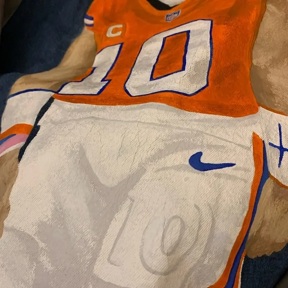 Vintage 1990s Denver Broncos Bo Nix Hand Painted Jacket - Picture 11 of 16